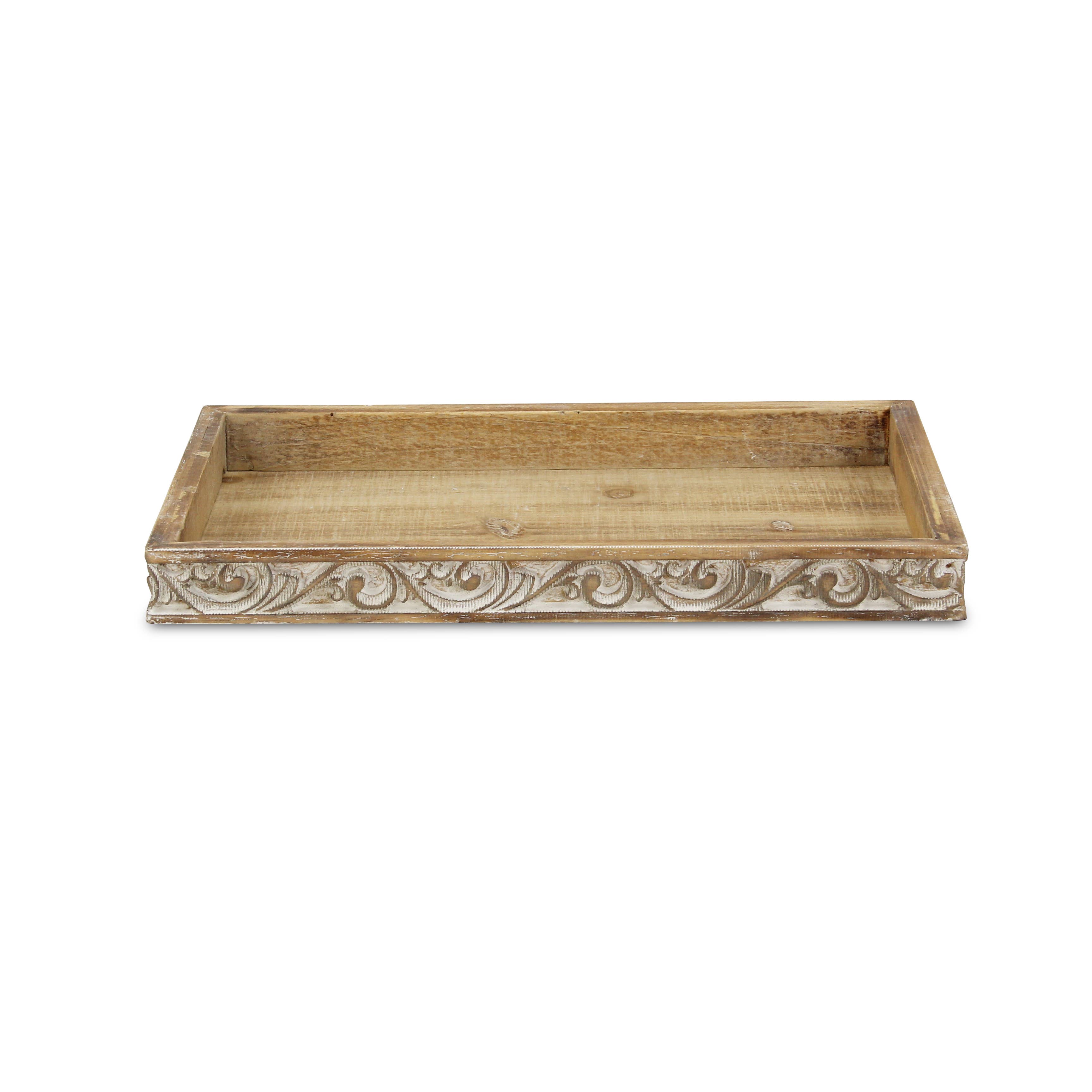 Cheungs Home Decor - Wholesale Decorative Tray - Dahlia Elegant Wood Tray with Side Carvings4