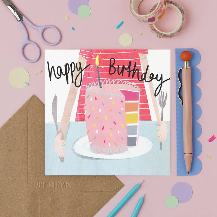 Birthday Cake - Unisex - Birthday Card for wholesale by Susanna Banks Art