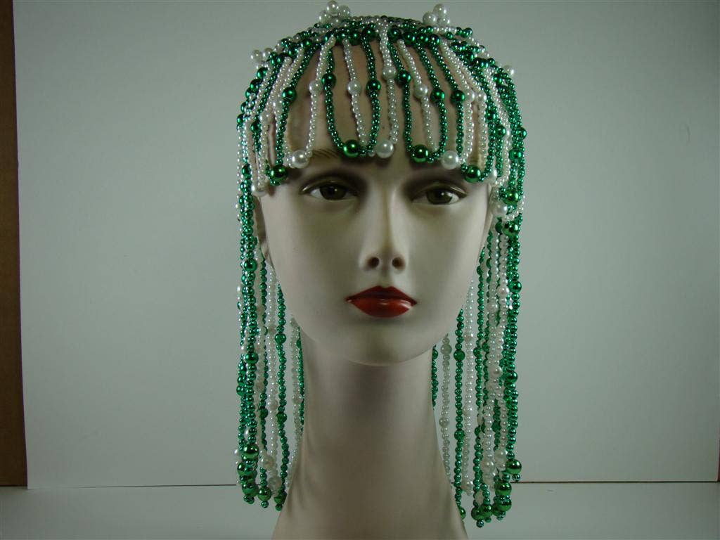 Mardi Gras Creations – wholesale Wig/hair piece – Cleopatra Beaded Wig0