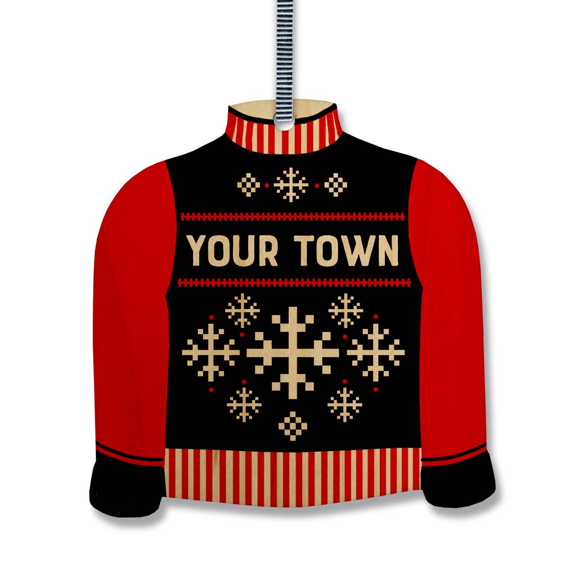 Rock Scissor Paper - Wholesale Ornament - Colorful Sweater Personalized Wood Ornament, name drop1