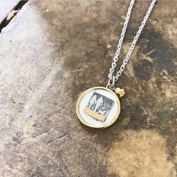 COUPLE & DOG HEART CHARM NECKLACE, STERLING SILVER for wholesale by Charlotte Lowe