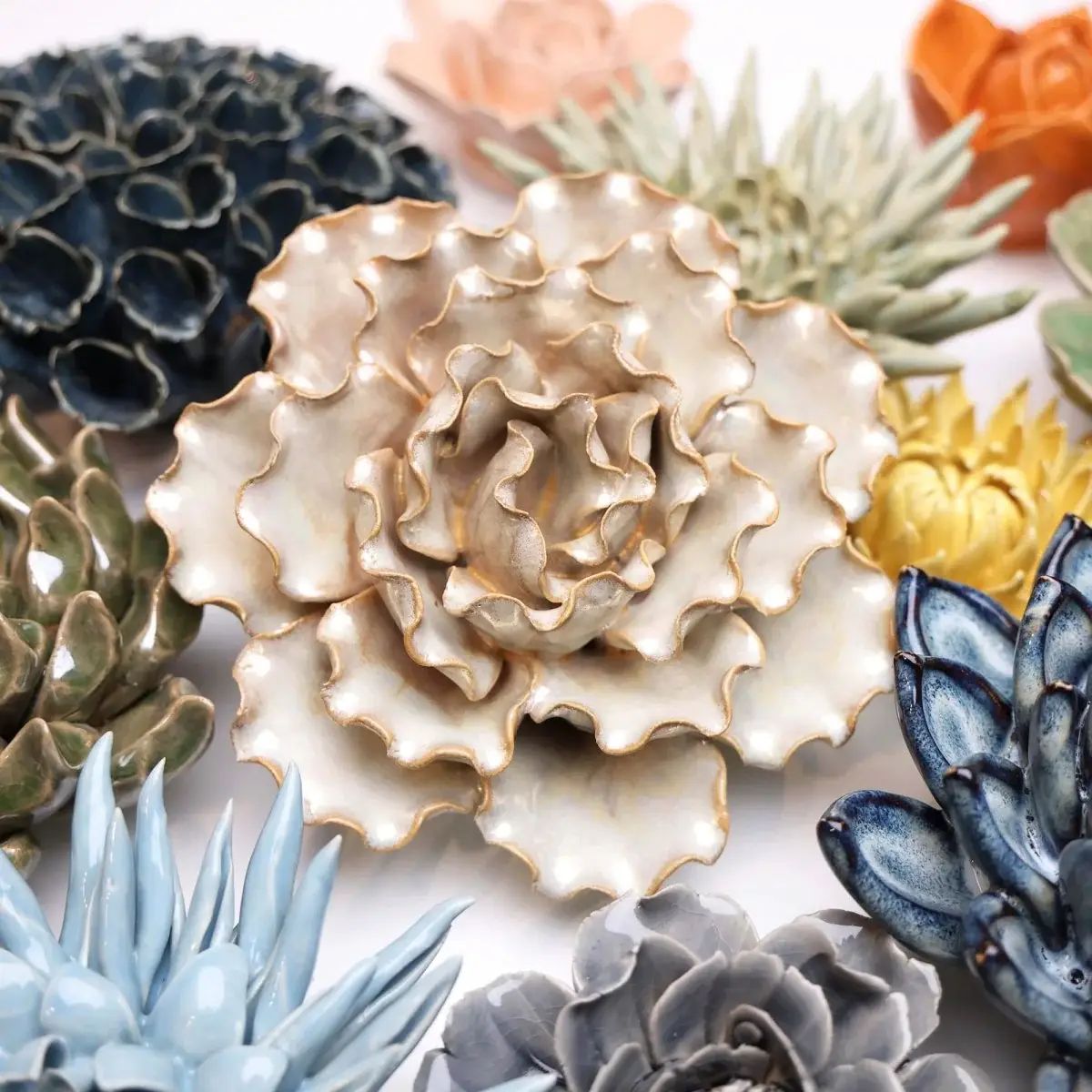 Chive - Wholesale Decorative Tabletop Object - Vintage Kitchen Ceramic Flower Decor3