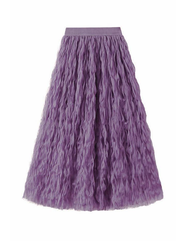 Miss Sparkling - Wholesale Skirt - Women's - Midi Pleated Mesh Skirt