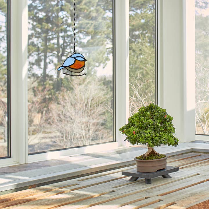 River of Goods - Wholesale Decorative Panel - 4.5"H Adorable Single Bird Stained Glass Window Panel