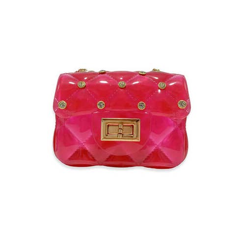 Doe a Dear - Wholesale Crossbody Bag - Kids - P30 B3001 Rhinestone Stud Quilted Jelly Purse (4 Colors)4
