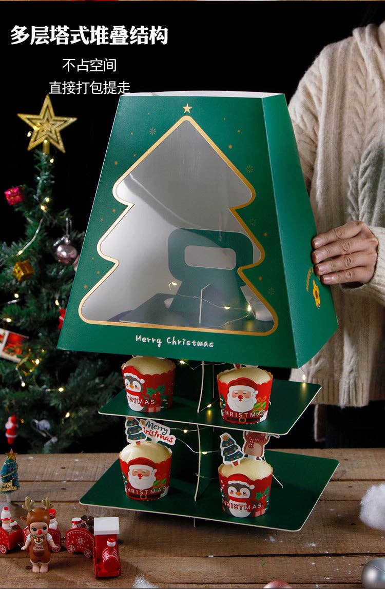 Elegant Design Supply – Suporte de bolo por atacado – Suporte para Sobremesas de Natal com 2 Níveis em Forma de Trapézio9