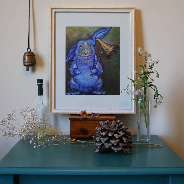 Papier cartonné « All Ears » 8 x 10 po, imprimé lapin pour la vente par Creature's Virtue