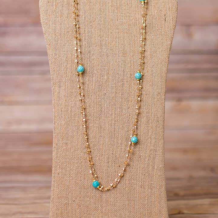 Double Layer Gold Gemstone Necklace for wholesale by Swara Jewelry LLC