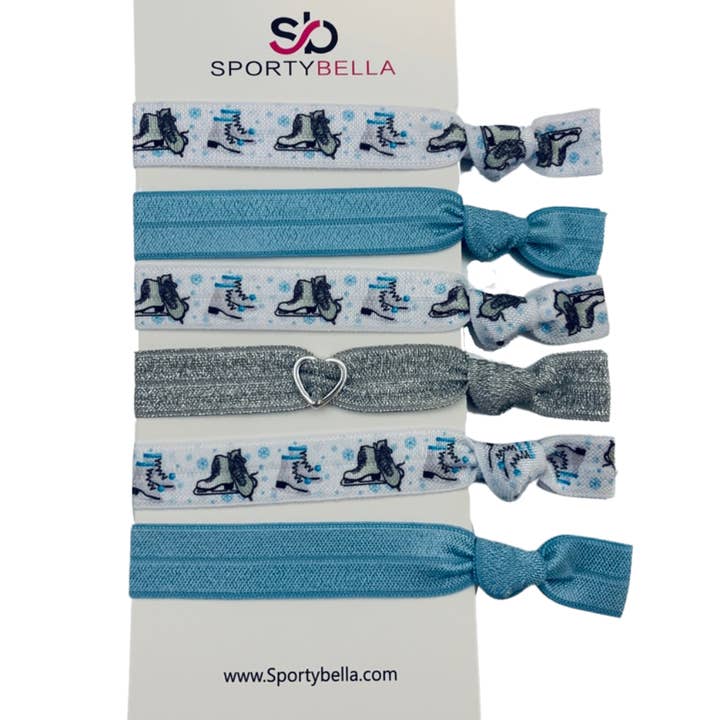 Ensemble d'élastiques à cheveux pour filles en patinage artistique, bleu pour la vente par Sportybella