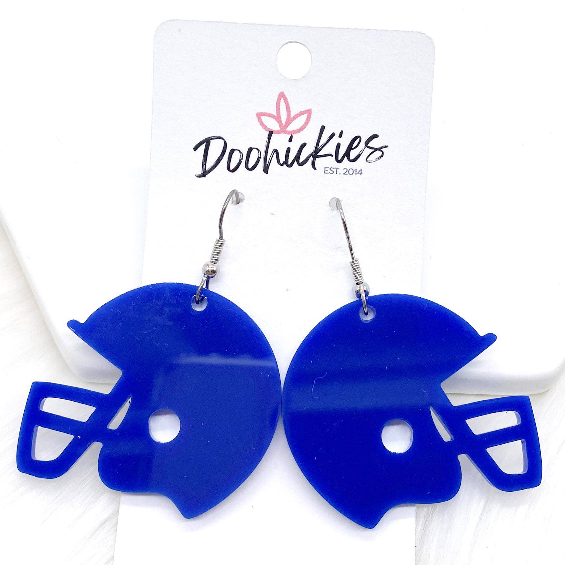 Doohickies - Vente Boucles d'oreilles pendantes - Casques Spirit personnalisés en acrylique solide de 1,5 po - Boucles d'oreilles de sport6