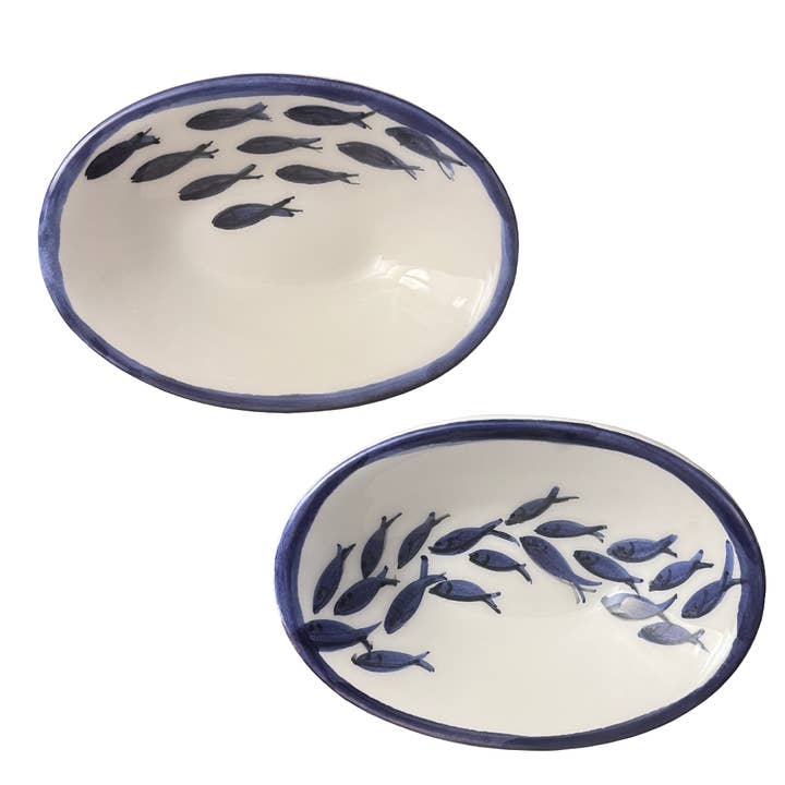 Ceramic Oval Bowl With Fish Design for wholesale by So Blue Greek Ceramics and Gifts