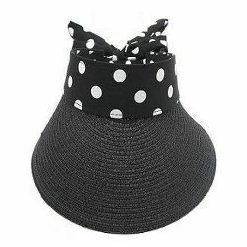 Diacly – wholesale Visor – Women's – Wide Brim Straw Sun visor UV Protection Dot HAT1