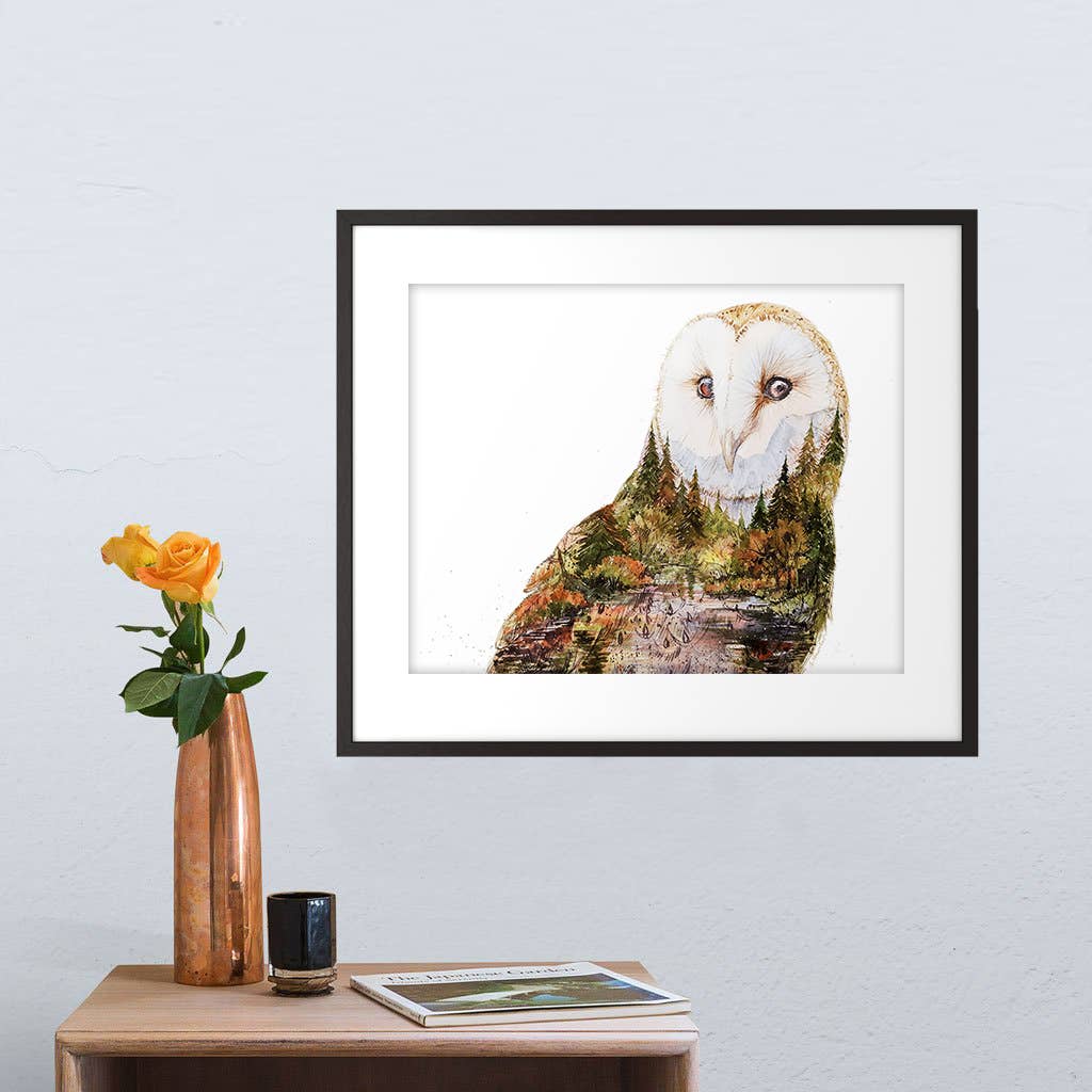 Elena Markelova Arts - Wholesale Art Print - Soul Light - Barn Owl Fall Nature Watercolor Art Print5