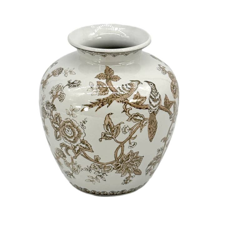 Galt International Company – Engroshandel Vase – Brun keramisk chinoiserie vase 10"2