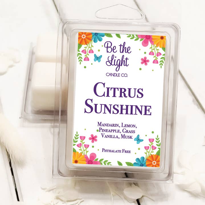 Citrus Sunshine Soy Wax Melt | Handmade Scented Melts for wholesale by Be The Light Candle Co.