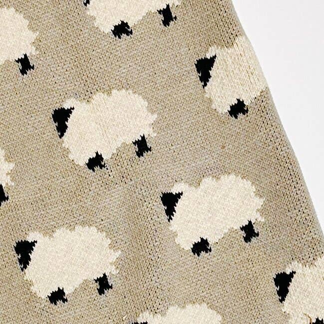 Viverano Organics - Wholesale Bedding Blanket - Kids & Baby - Furry Sheep - Organic Cotton Jacquard Knit Baby Blanket