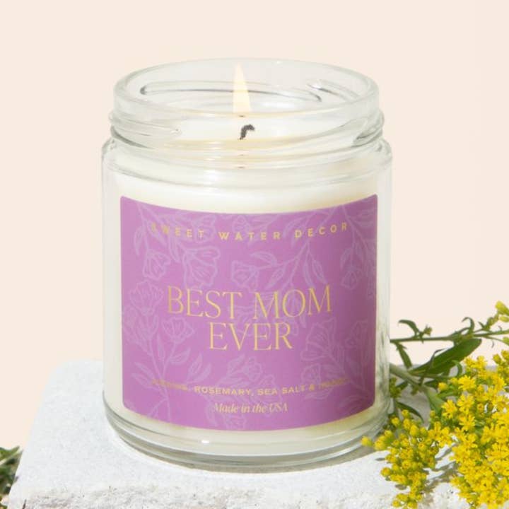 Sweet Water Decor - Wholesale Jar/Filled Candle - Best Mom Ever 9 oz Soy Candle (Gold Foil) - Home Decor/Gifts