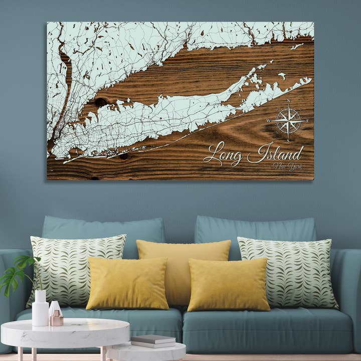 New York: Long Island Street Karta för wholesale av Fire & Pine