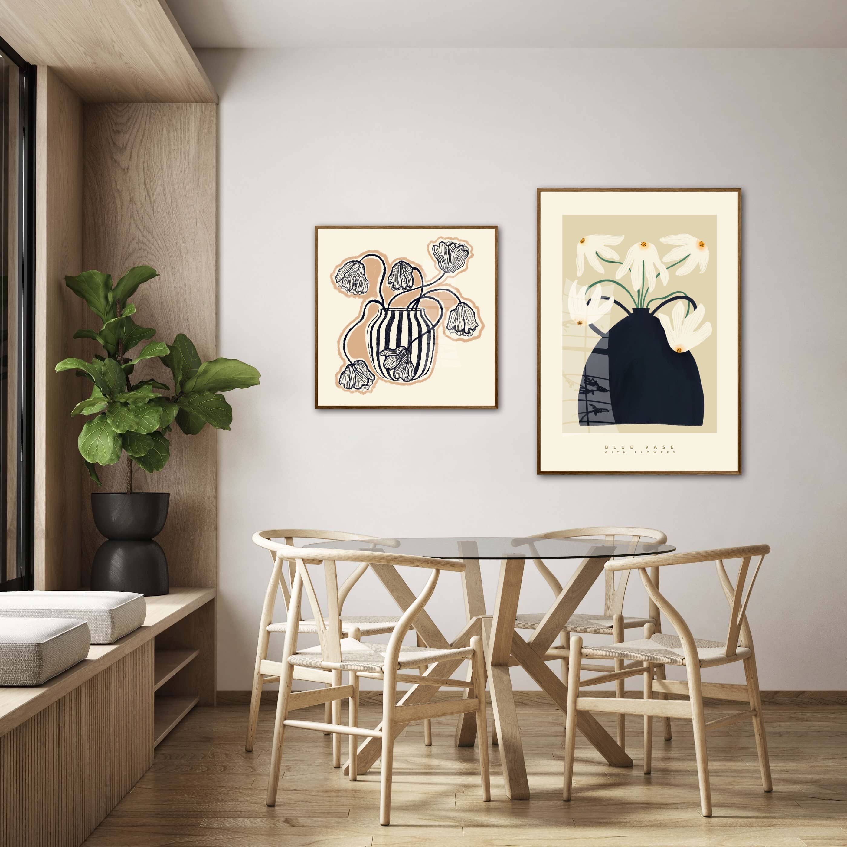 Kate Fox Design – wholesale Konsttryck – Vas i blått konsttryck, konsttryck, handritad konst, knäppa2