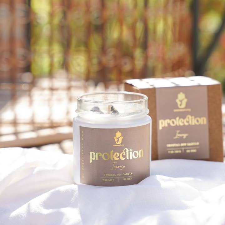 Oneness Living - Wholesale Pot/gevulde kaars - Beschermingskristalkaars