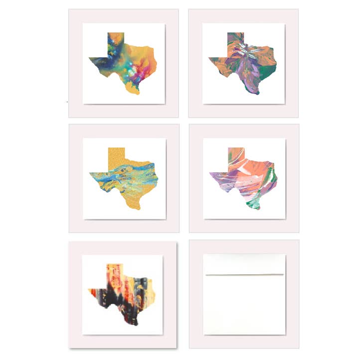 Texas - Box of 10 Abstract Cards for wholesale by Crystal Wreden Art