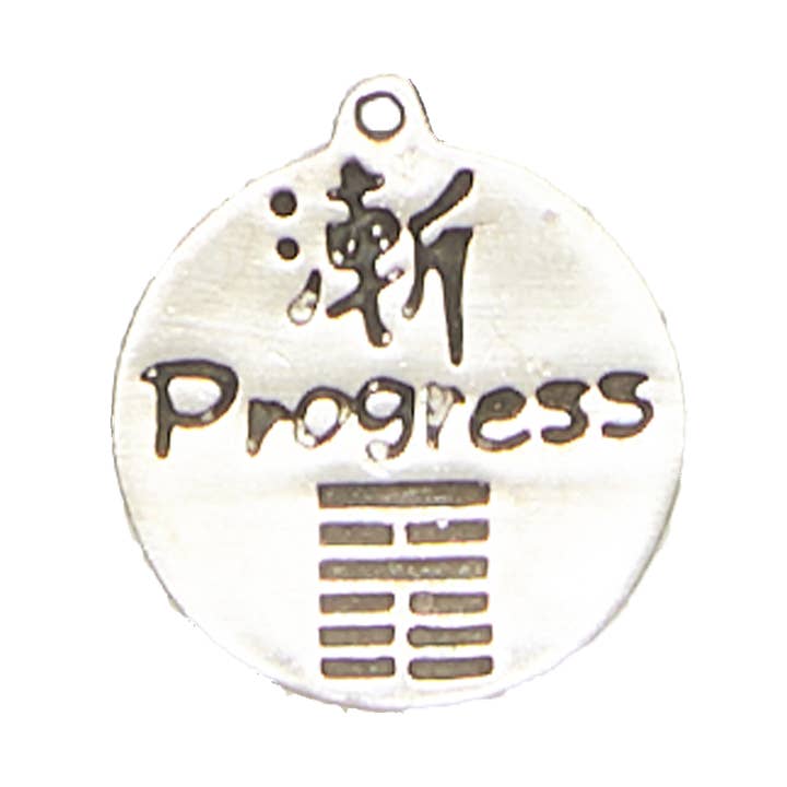 I Ching Pewter Pendant Necklace - Progress for wholesale by Nirvana LLC