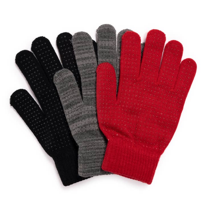 Muk Luks - Wholesale Gloves - Women's - MUK LUKS Women's 3 Pair Pack Basic Grip Dot Gloves4