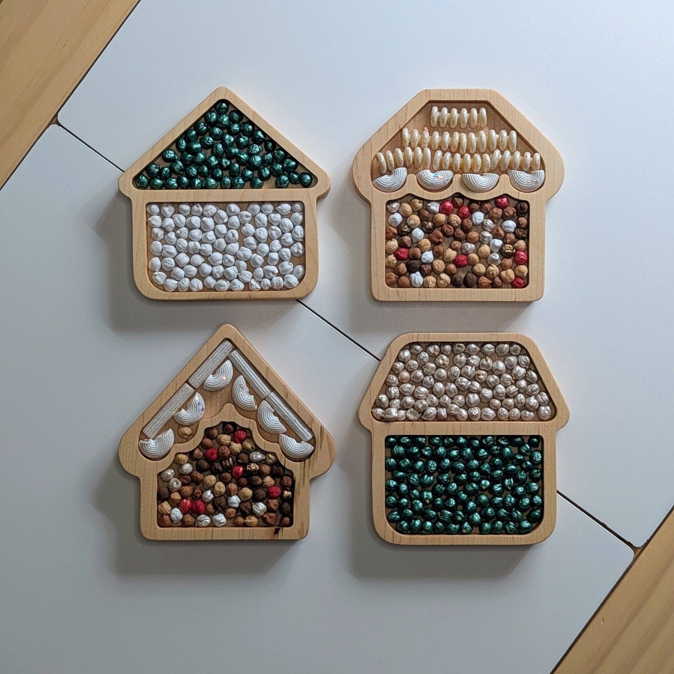 Carved Together Co - Wholesale Wood Toy - Kids - Mini Gingerbread House B Sensory Play Tray4