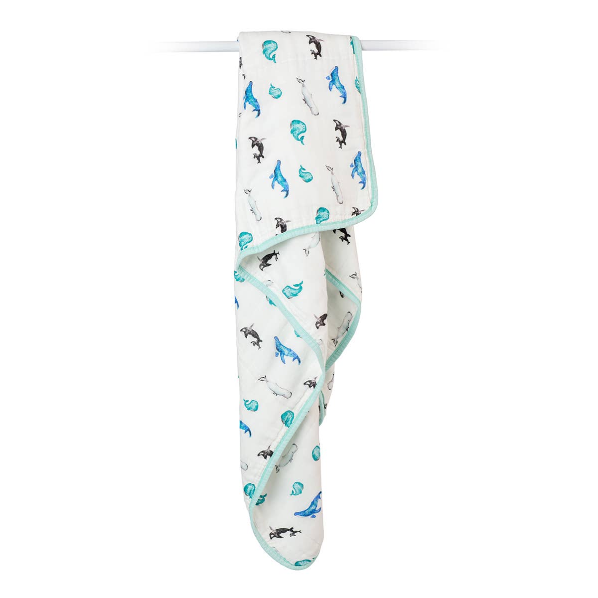 Lulujo Baby - Vente Courtepointe - Enfant et bébé - Couverture en mousseline de bambou pour berceau et tout-petit - Baleines2