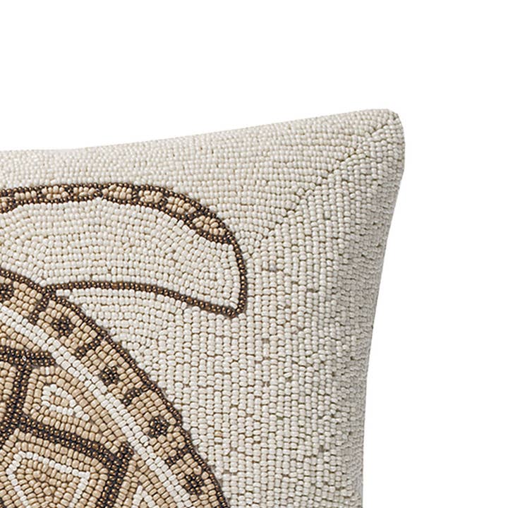 C&F Home - Wholesale Throw/Decorative Pillow - SALE 16" x 15" Natural Turtle Hand Beaded Pillow