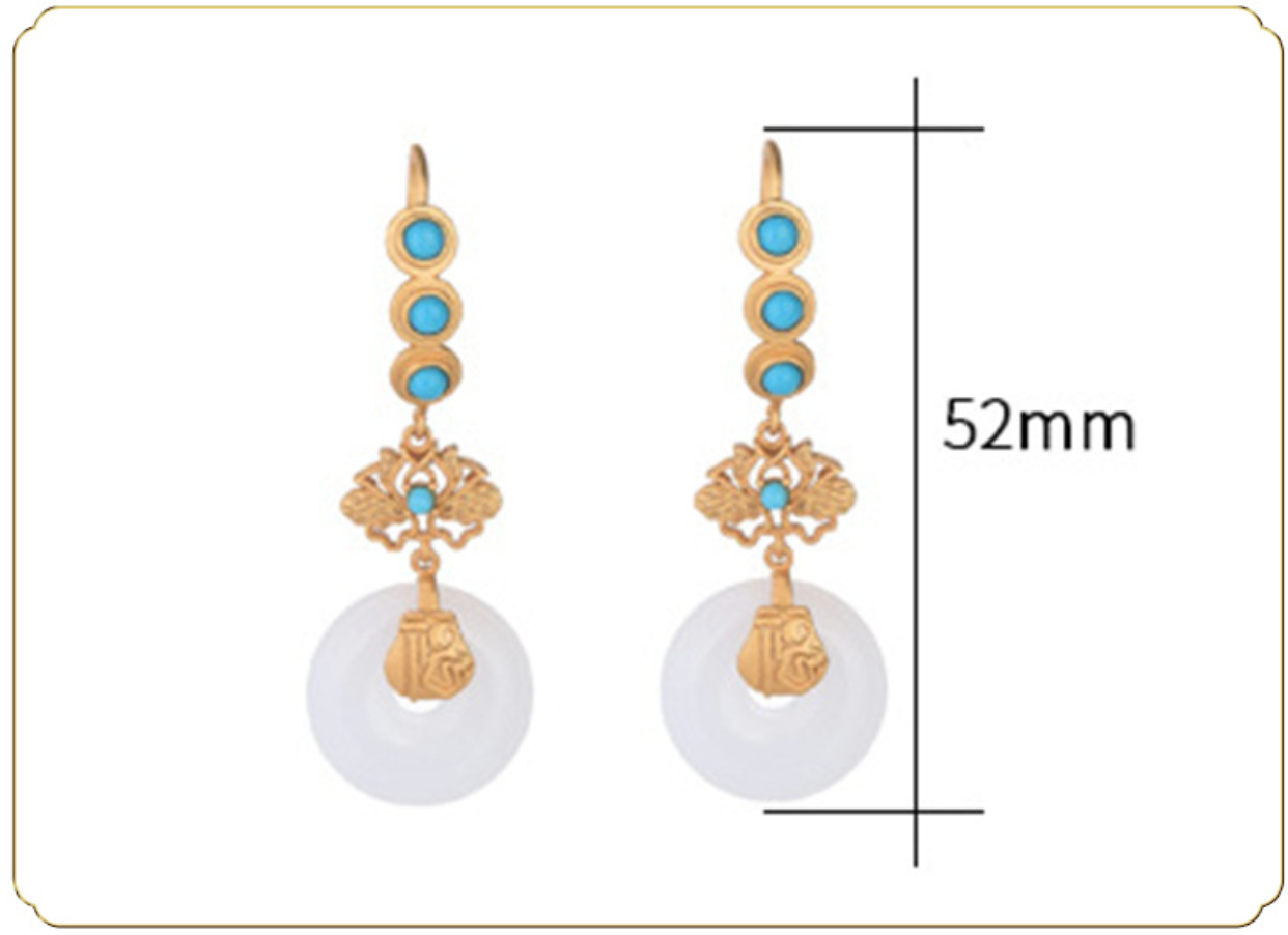 Bright MacMing - Wholesale Dangle Earrings - Golden Lotus Over White Jade Earrings5