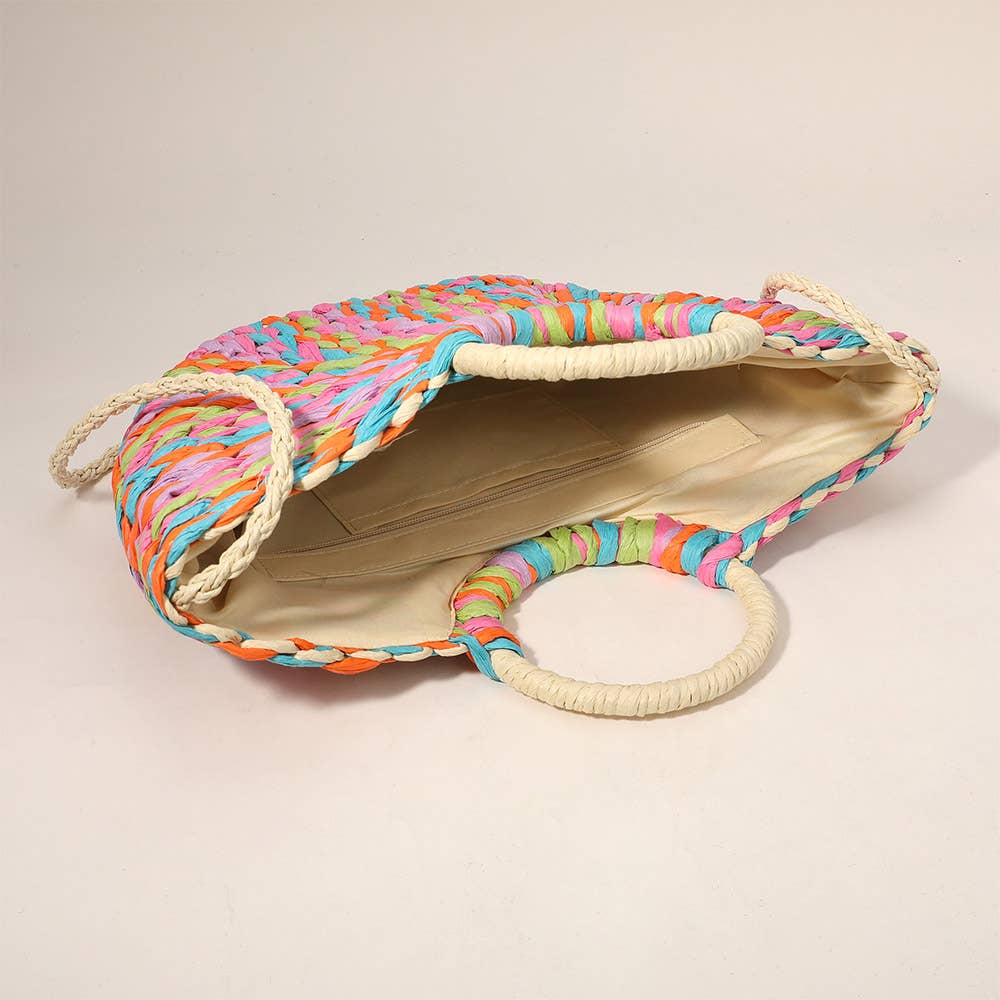 Sensibling Corp. - Venta al por mayor Bolso con asas - Mujer - Bolso de Mano de Yute con Asa Redonda de Tejido Multicolor / Bolso de Mano10