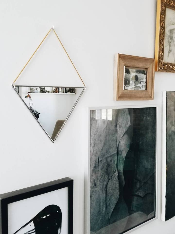 Triangle Mirror With Brass for wholesale by Szklo Glass