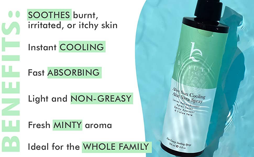 Beauty By Earth - Wholesale Aftersun/Sun Damage Repair Cream - After Sun Aloe Vera Cooling Spray 8oz2
