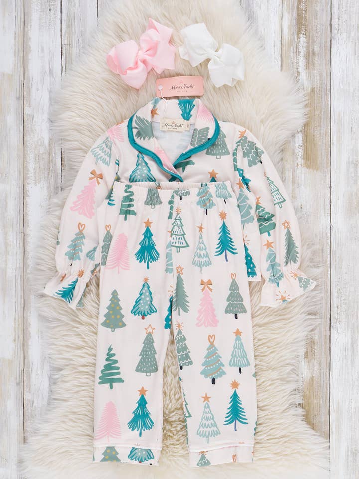 Marie Nicole Clothing - Wholesale Sleepwear Set - Kids - Evergreen Galore Cropped Pajamas1