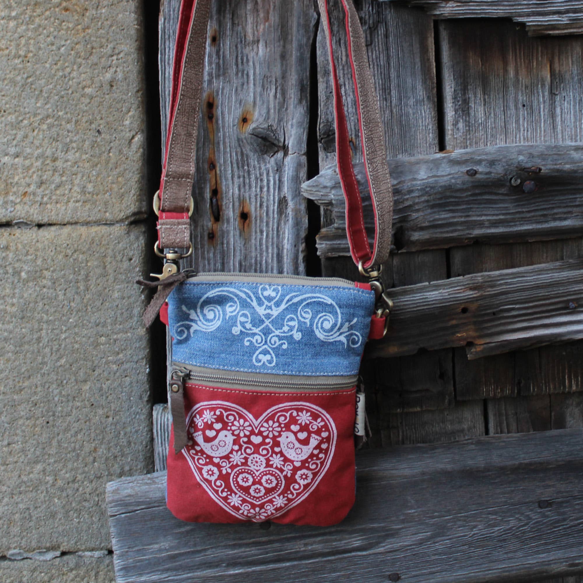 Sunsa - Vente Sac à bandoulière – femme - Sac à bandoulière Domelo. Sac traditionnel avec motif de cœur7