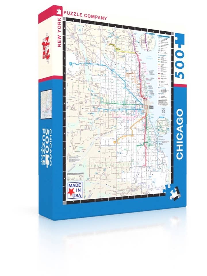 Chicago Transit Map - 500 Piece Jigsaw Puzzle for wholesale by New York Puzzle Company