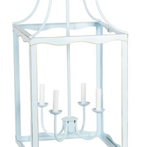 GRANDE LANTERNE BLEUE DOUCE ET DORÉE pour la vente par The Enchanted Home