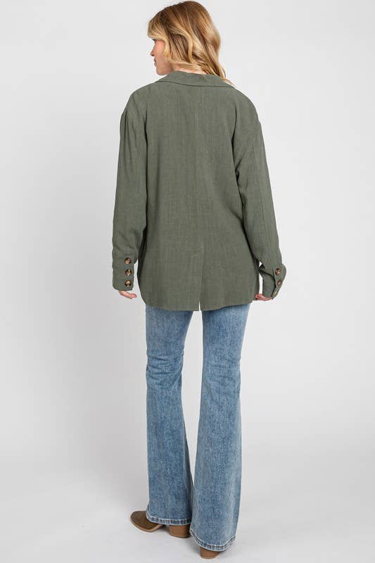 Olive Collar One Button Blazer Jacket - FC1198 for wholesale on Faire6