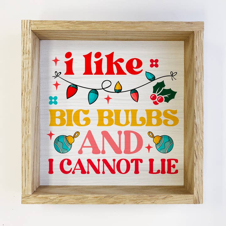 Leinwandschild „I Like Big Bulbs and I Cannot Lie“, Weihnachtsmotiv für den Großhandel von Hangout Home