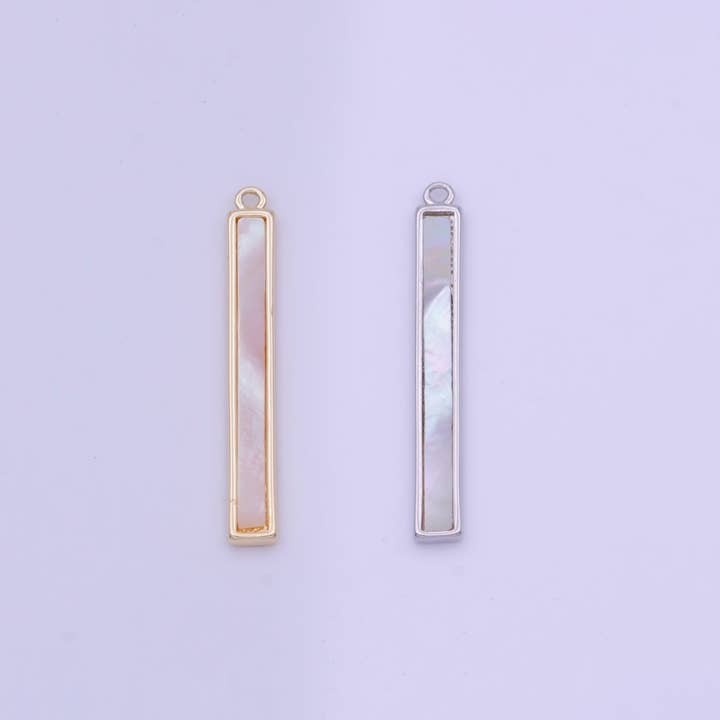 26mm Rektangulær Skalsperle Minimalistisk Stangvedhæng i Guld & Sølv | D-154 D-234 for engroshandel hos Aim Eternal