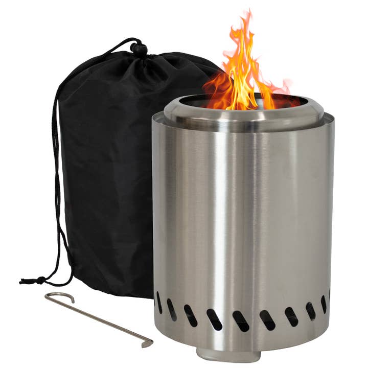 Sunnydaze Decor - Wholesale Fire Pit - Tabletop Smokeless Fire Pit with Triple Burn Design - Silver