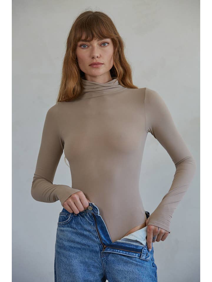 By Together - Wholesale Bodysuit - Women's - S1144 | Knit Seamless Turtle Neck Long Sleeve Bodysuit7