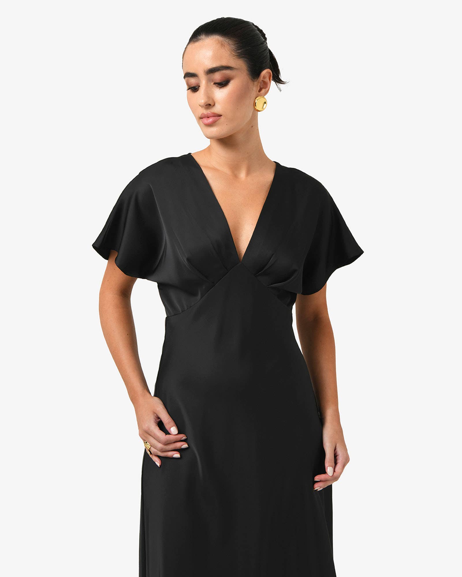 Forcast - Wholesale Dress - Women's - Forcast Women's Catalina V-Neck Satin Dress1