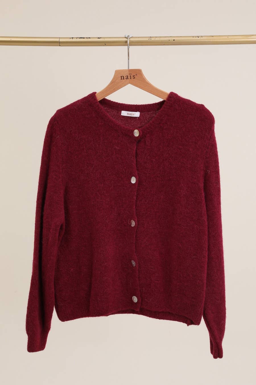 NAÏS PARIS - Wholesale Cardigan - Women's - SUPER FINE ALPACA SHORT BUTTON CREW NECK CARDIGAN23