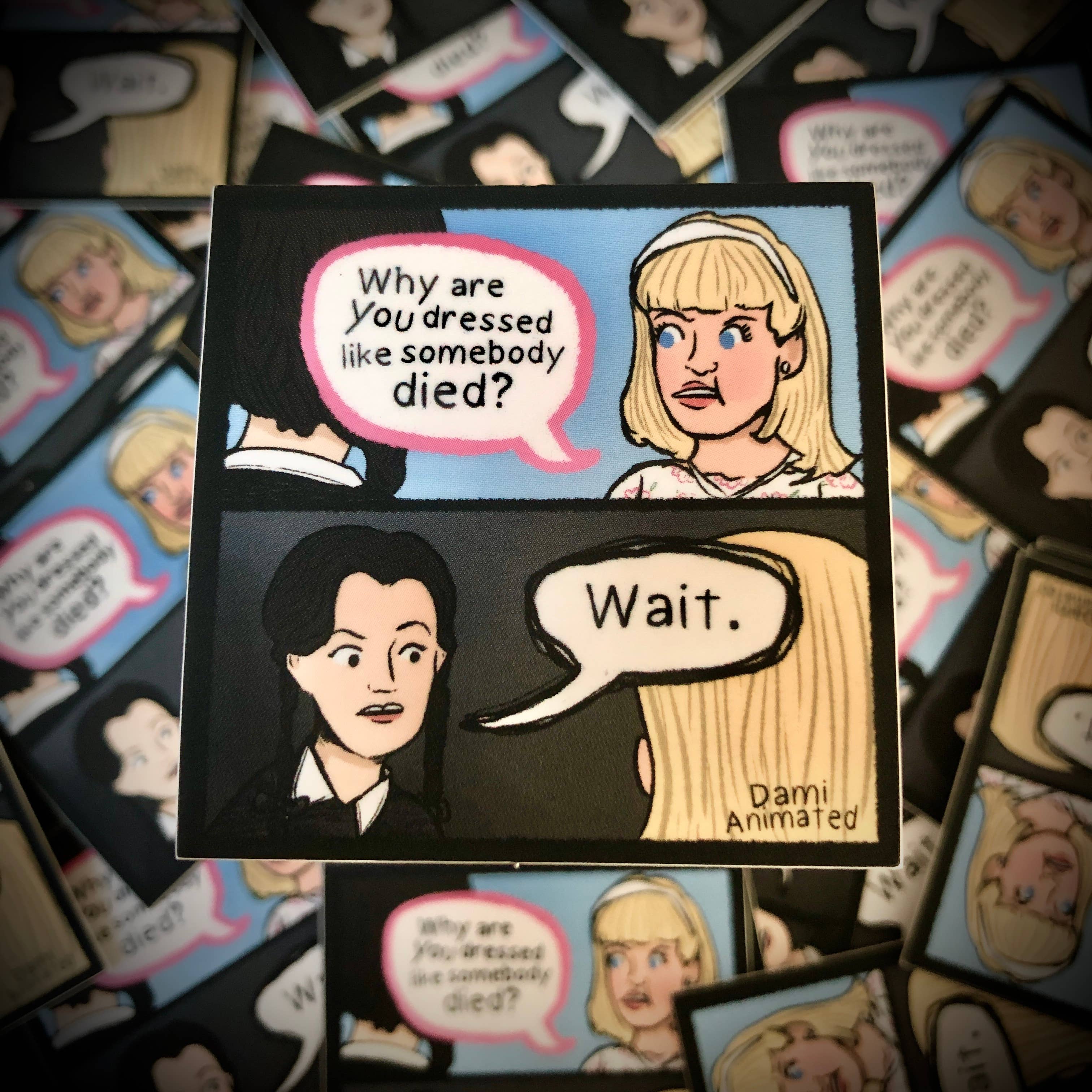 DamiAnimated - Wholesale Sticker - Wednesday Addams Family | 2" Waterproof Vinyl Comic Sticker