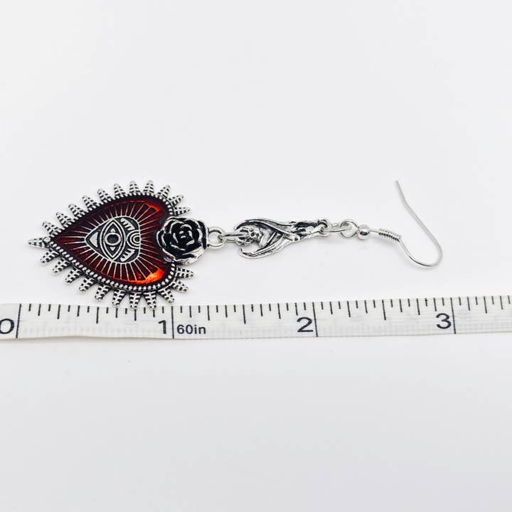 Dark Gothic Punk Bat Heart-shaped Bloody Eye Earrings - GT for wholesale on Faire