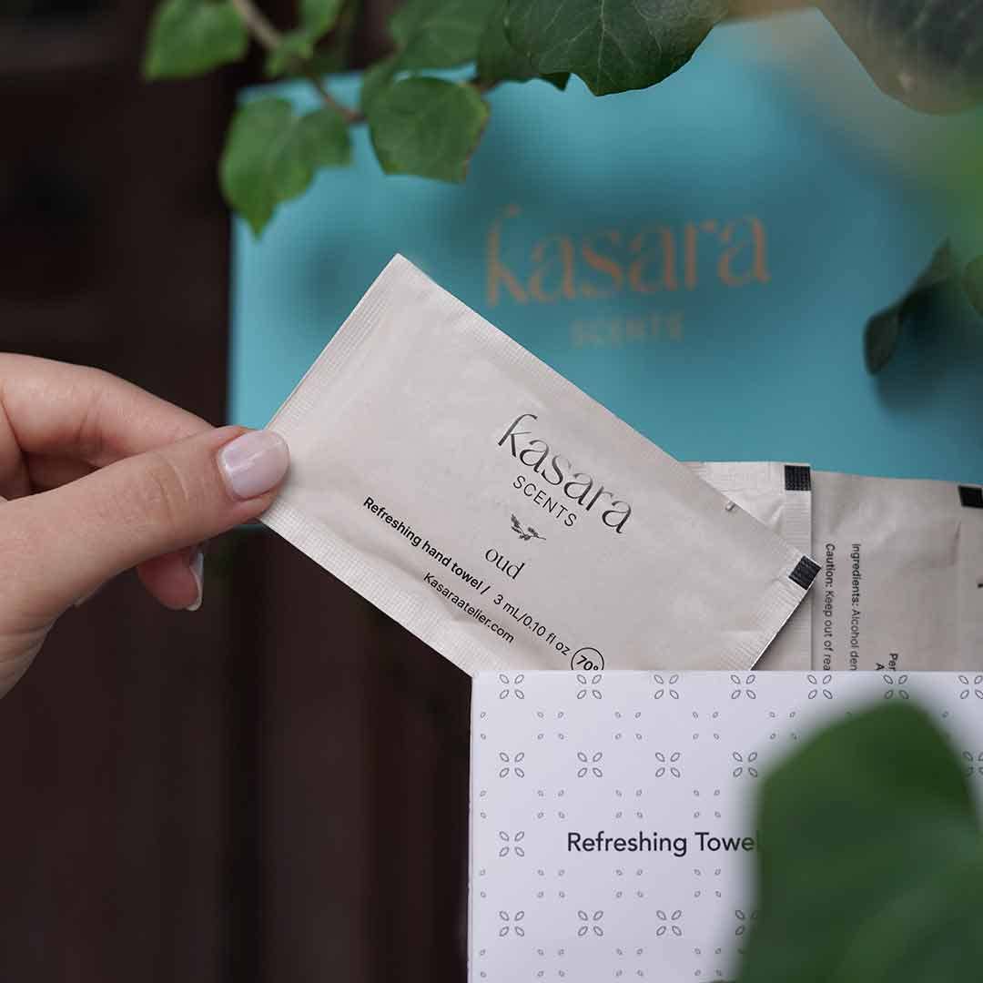 Kasara Atelier - Wholesale Hand sanitiser - Oud, perfumed wipes 60pcs5