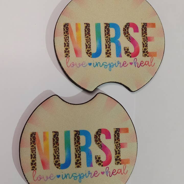 Juego de posavasos para coche: Enfermera, Amor, Inspirar, Sanar para venta al por mayor de Beautiful Creations by Laney