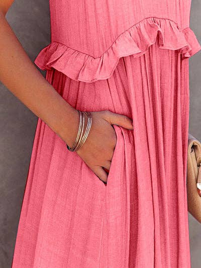 ClassiQ - Wholesale Dress - Women's - Ruffled Sleeveless Tiered Maxi Dress with Pockets21